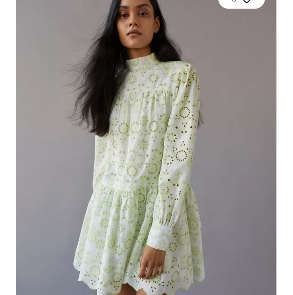 Glamorous eyelet long sleeve mini dress size XS
